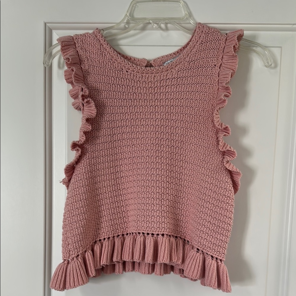 Pink Ruffled Knit Top